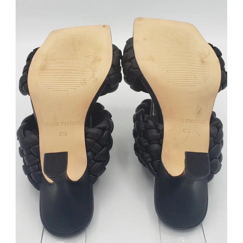 Marc Fisher Toree Black Faux Leather Braided Open Square Toe 3